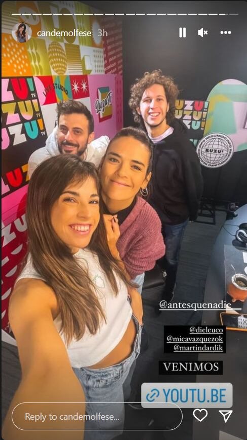 Cande Molfese y el equipo de Antes que nadie en Luzu Tv