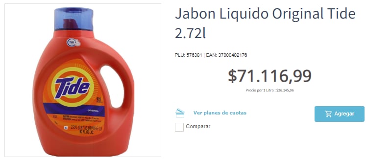 Importado: jabón líquido para la ropa Tide ya se consigue en supermercados Coto