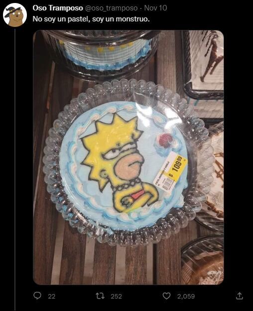 El intento de plasmar a Lisa Simpson en una torta. Foto: Twitter/@oso_tramposo