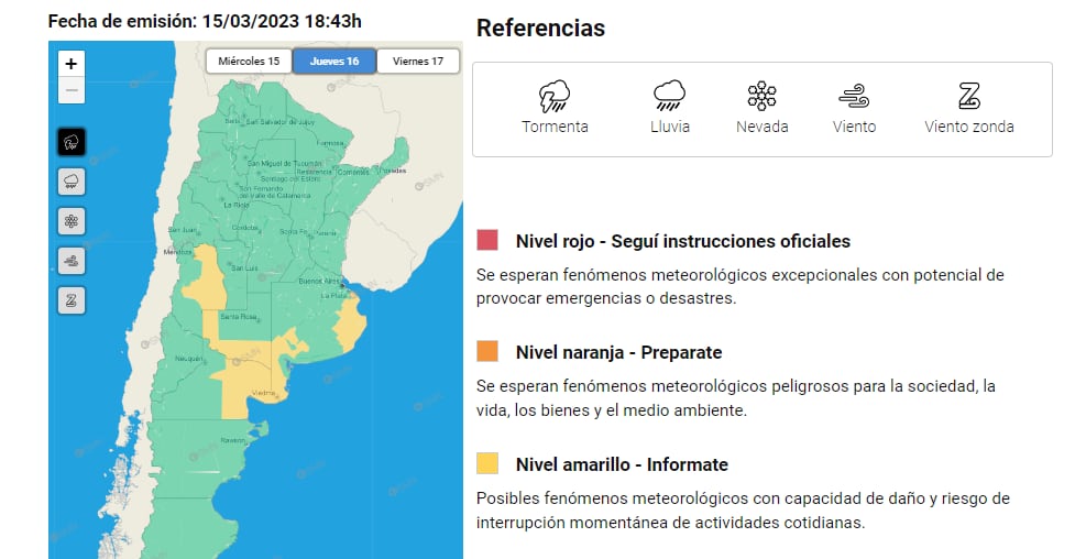 Alerta por tormentas - SMN