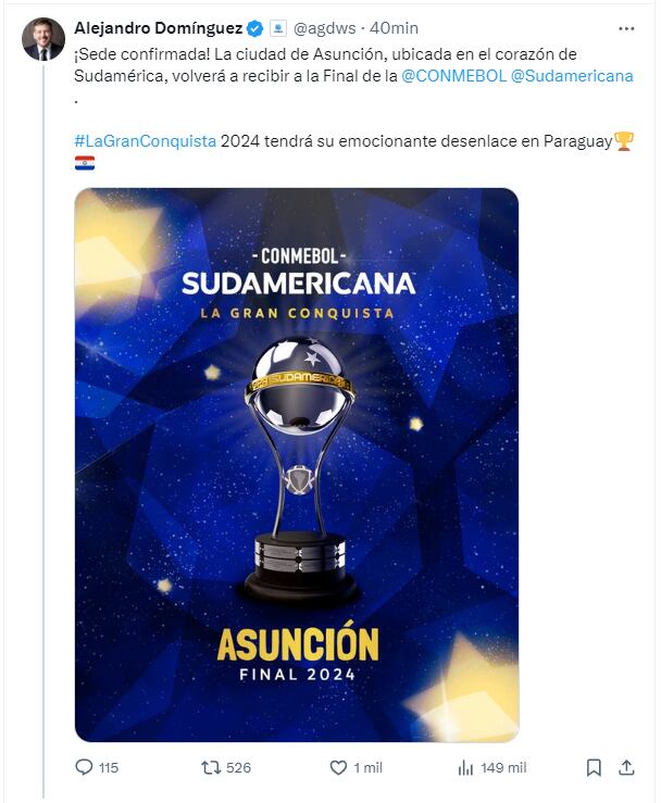 Confirmadas las sedes de la final de la Sudamericana 2024 y 2025