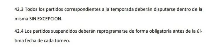 Qué dice el reglamento sobre la disputa de los partidos suspendidos. / Gentileza.