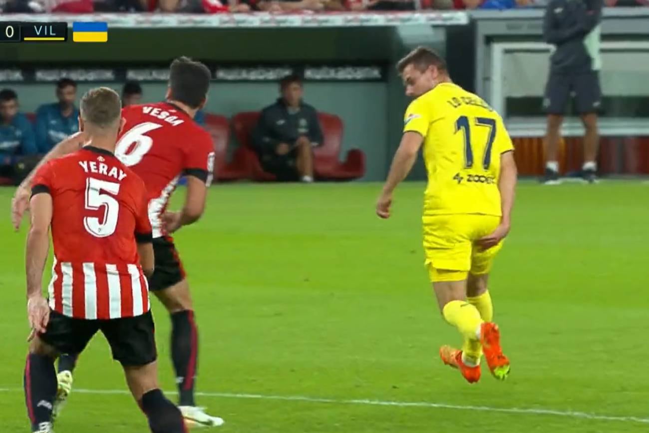 Lo Celso y el momento de su lesión ante el Bilbao (Captura de TV)