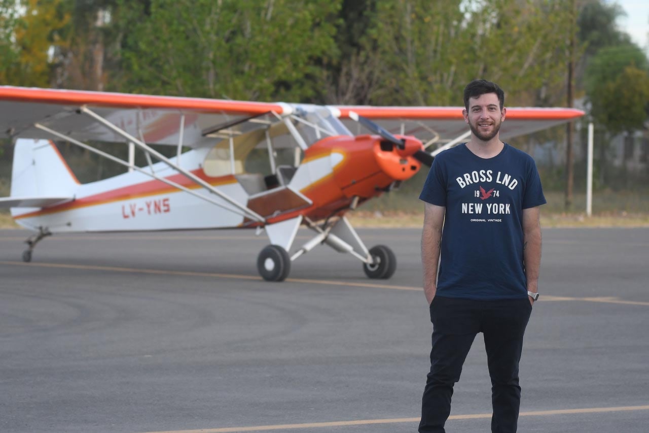 Marco Caretta, piloto privado de avión en el Aero Club de San Martín.
Foto: José Gutierrez / Los Andes 