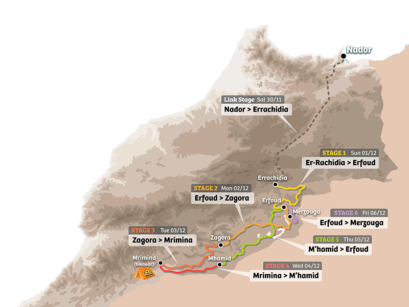 El recorrido será por todo el sur de Marruecos, en una prueba apasionante y plagada de desafíos.