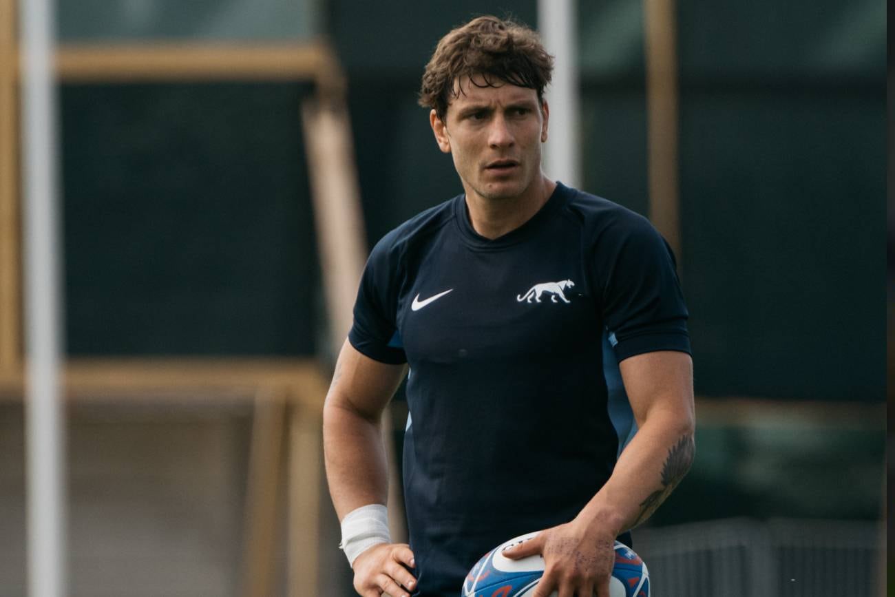 Gonzalo Bertranou, durante un entrenamiento de Los Pumas en Francia, sede de la Copa del Mundo. (Prensa UAR)