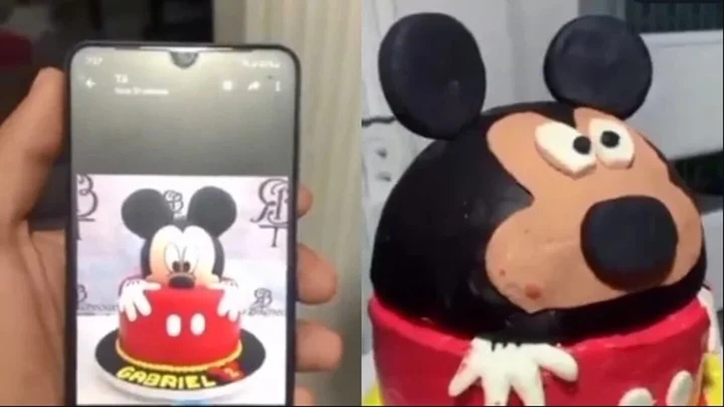 Torta fallida de Mickey Mouse. Lo que pidieron, lo que finalmente se logró.