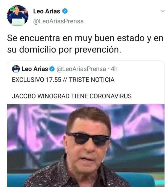 Jacobo Winograd dio positivo en el test de coronavirus