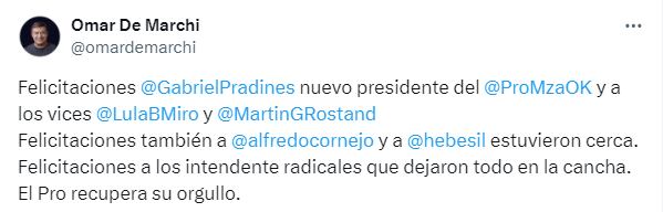 El funcionario de Javier Milei saludó, con ironía, al radicalismo luego de las elecciones del Pro.