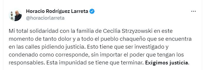 Dirigentes políticos y funcionarios acompañaron el pedido de justicia por Cecilia - Twitter