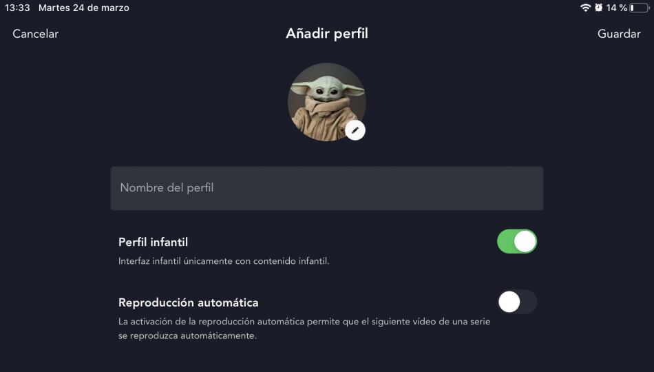 Disney + permite hacer perfiles con control parental.