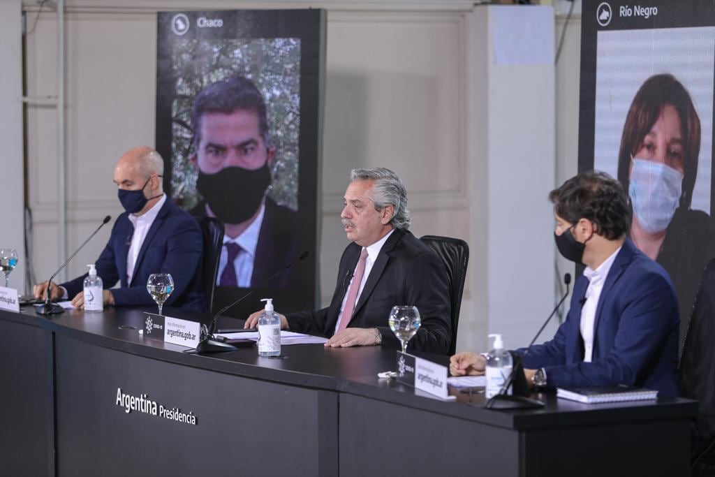 Fernández, Rodríguez Larreta y Kicillof, en conferencia - 