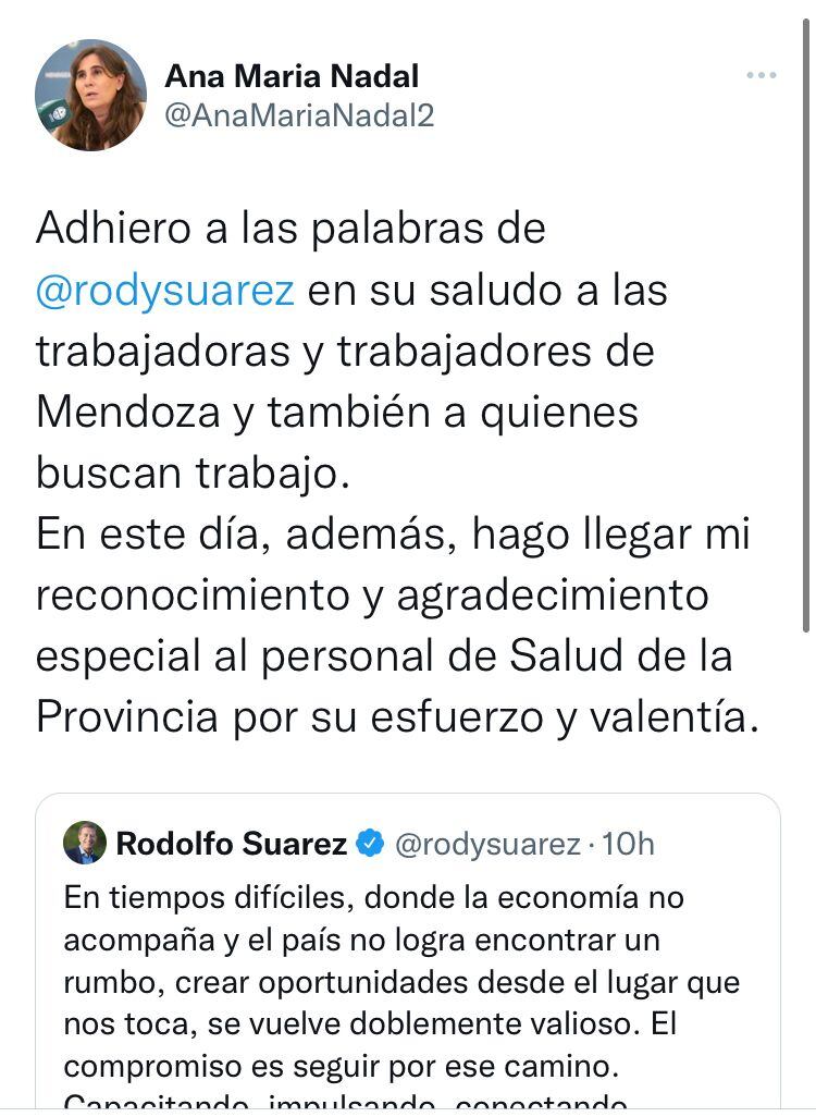 La ministra de salud se sumó al saludo del gobernador.