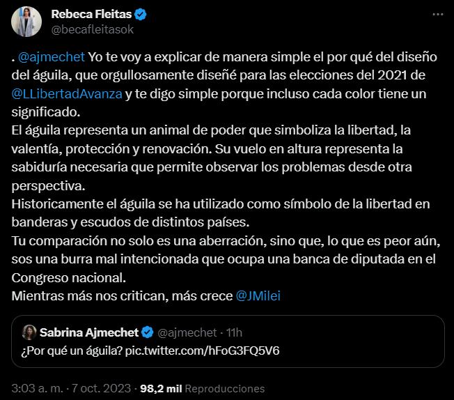 La respuesta de Rebeca Fleitas. Foto: X / @becafleitasok