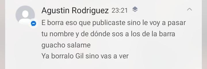 Agustín Varela hizo la denuncia porque fue amedrentado en las redes sociales.