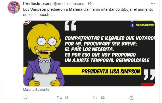 Malena Galmarini dijo que "no es aumento de tarifas sino una redistribución de subsidios" y en las redes se acordaron de Los Simpson (Captura Twitter)