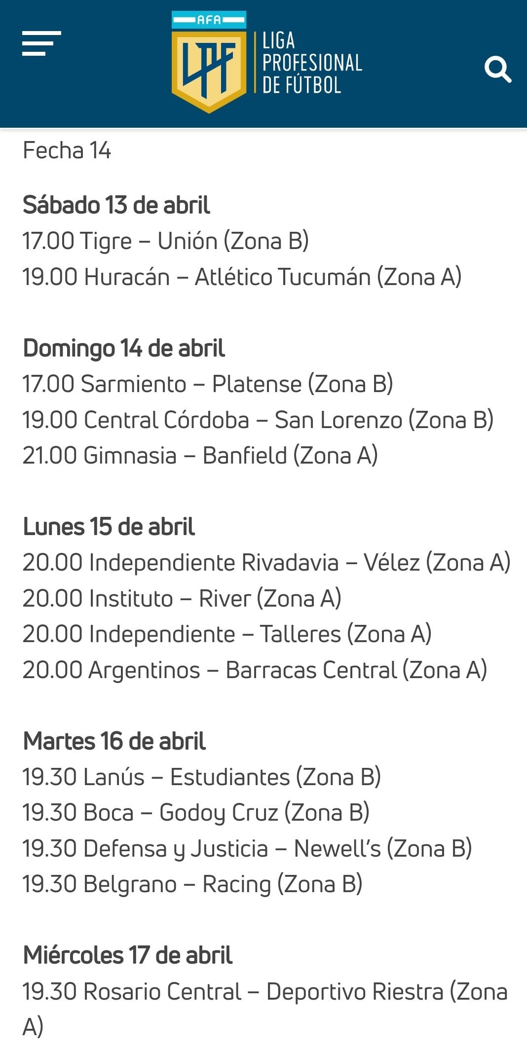 Así se jugará la última fecha de la Copa de la Liga.