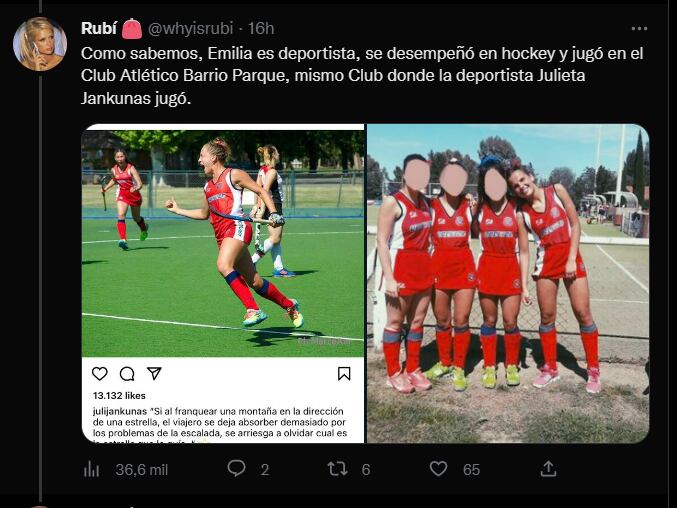 Una usuaria de twitter publicó las pruebas de que Emilia habría engañado al jugador de la selección con el novio de una amiga