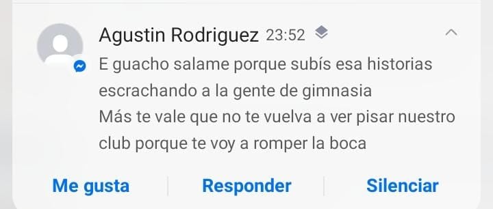 Agustín Varela hizo la denuncia porque fue amedrentado en las redes sociales.