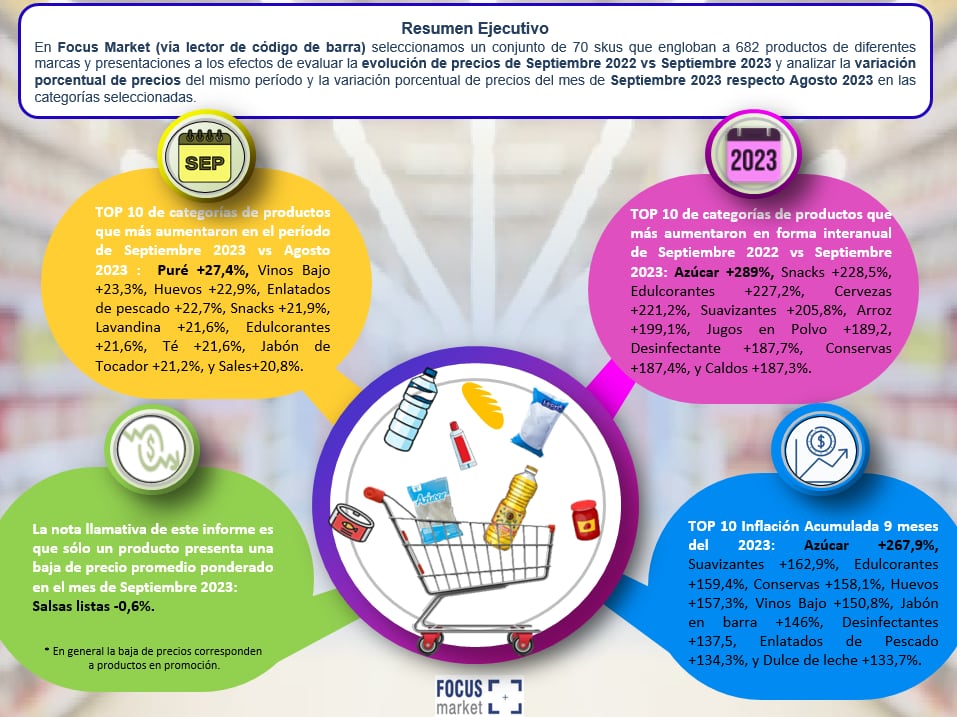 Subas de productos de consumo masivo en septiembre 2023 - Focus Market