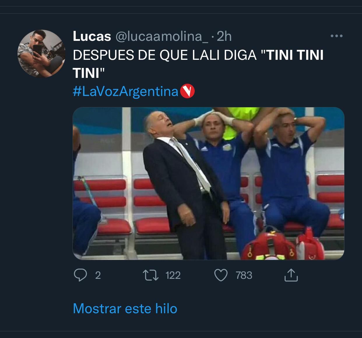 Memes del saludo de Lali a Tini.