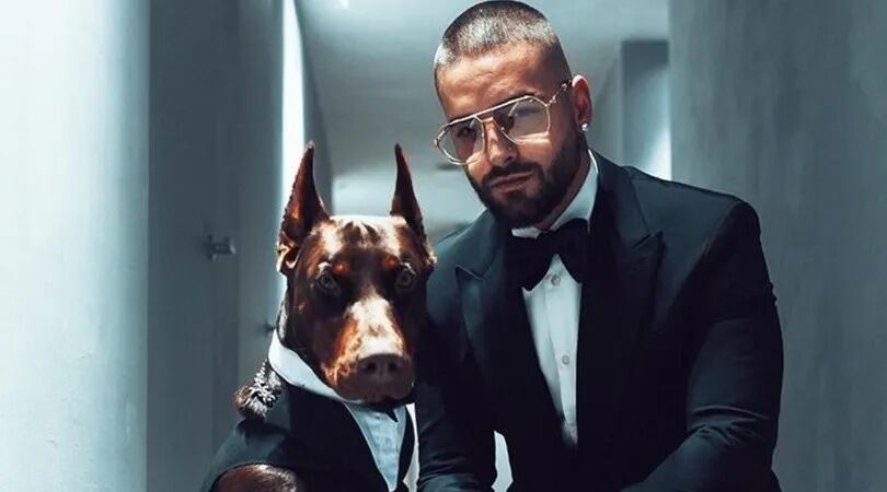 Maluma y su perro doberman Buda