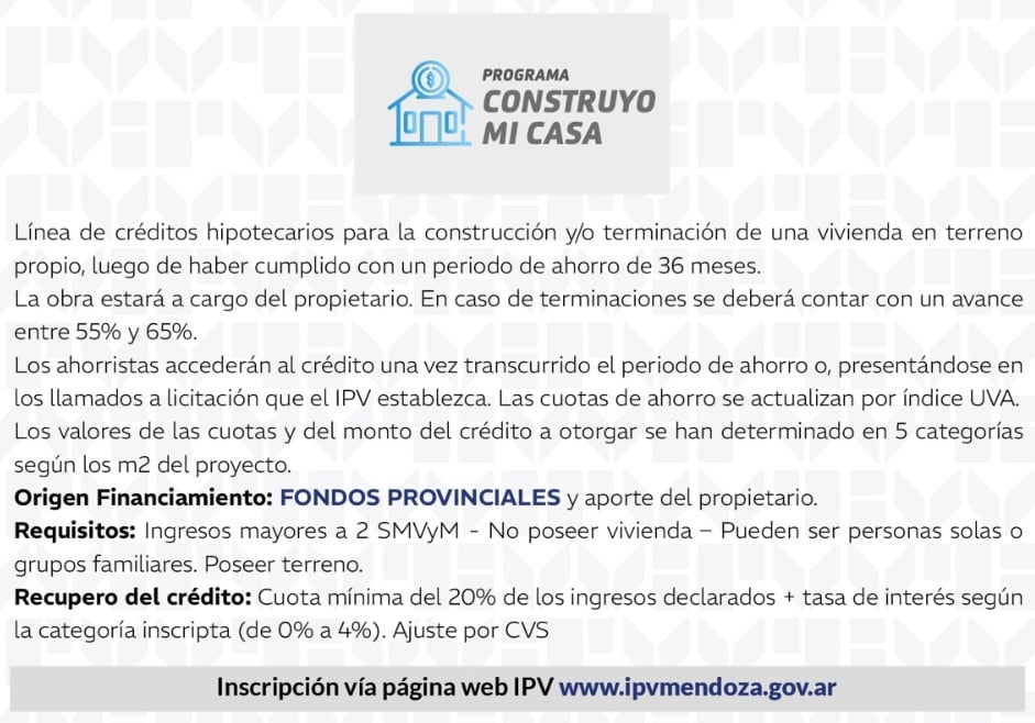 Programa del IPV para construcción de viviviendas