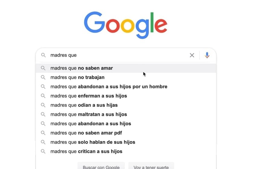 Las referencias que aparecían en Google al buscar "Madres que..."