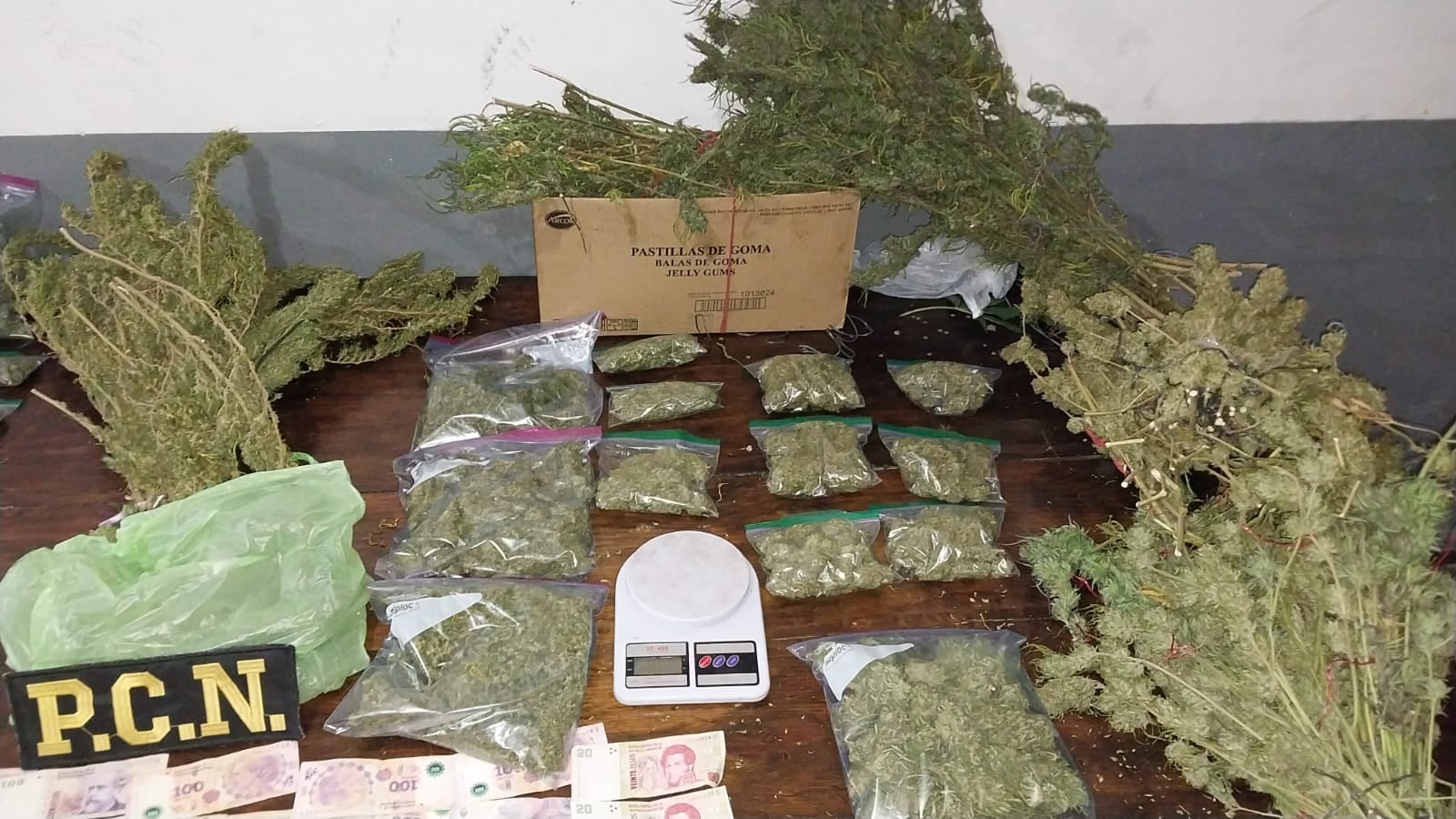 La marihuana encontrada en Tres Esquinas.