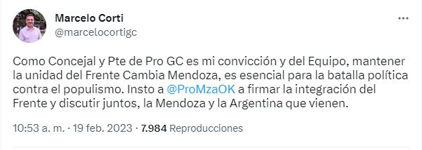 El presidente del Pro de Godoy Cruz pidió que el partido se quede en Cambia Mendoza.