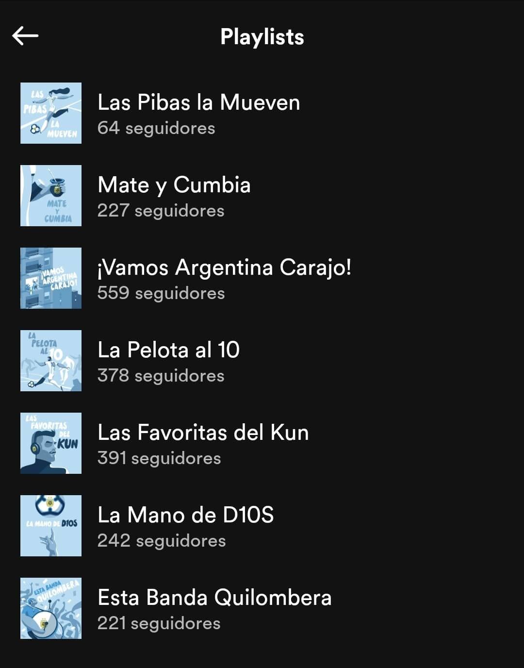 Las playlist de la Selección Argentina en Spotify. / Gentileza.