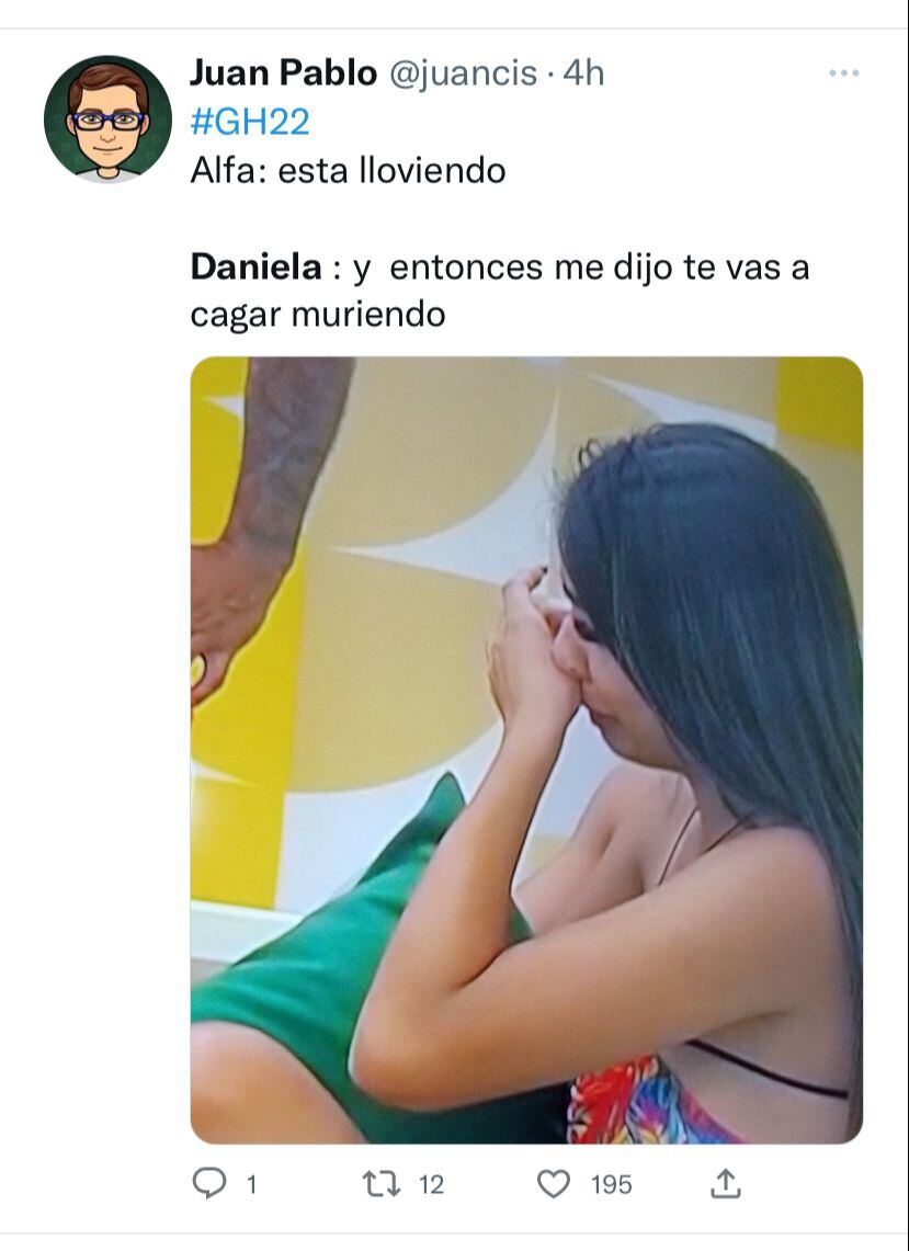 Daniela se lloró en Gran Hermano por una broma de Alfa y la hicieron meme en redes.