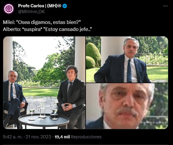 Los mejores memes de la reunión entre el presidente electo Javier Milei y Alberto Fernández