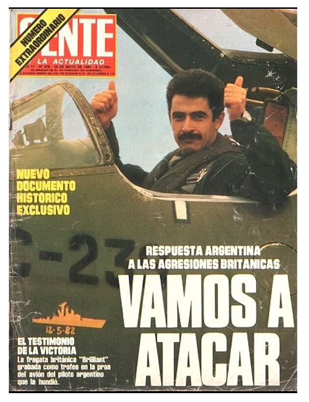 Tapa de la Revista Gente, aquel recordado Número extraordinario Año 17 Número 878, donde se lo ve al piloto cordobés Pablo Carballo, dentro de la cabina del avión C-239 que hoy está en Mendoza. Foto Fuerza Aérea Argentina 
 
