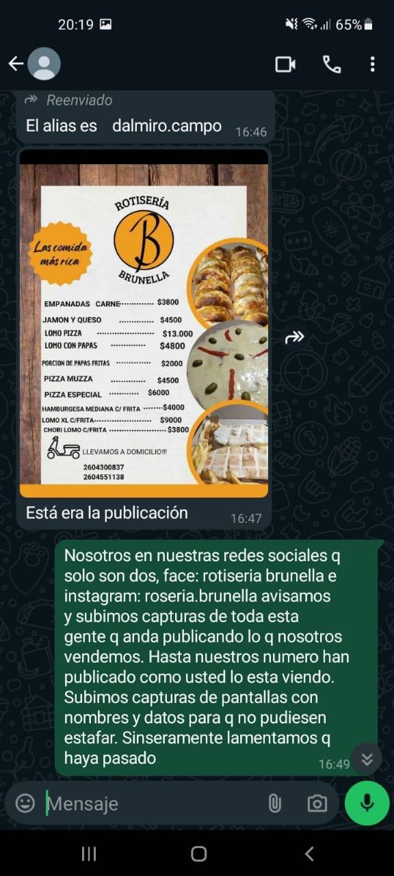 Los delincuentes usaron las imágenes del local de comidas y pidieron dinero a cambio de pedidos que nunca entregaron.