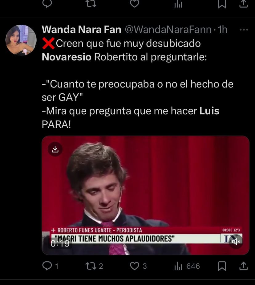 Repudiaron en redes la pregunta de Luis Novaresio a Robertito Funes