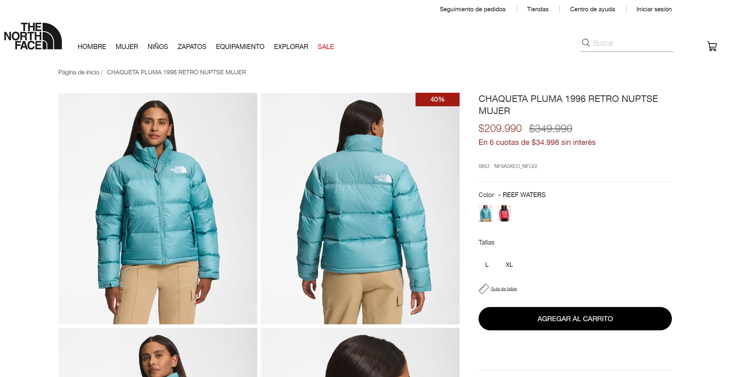 Campera The North Face para mujer en Chile.