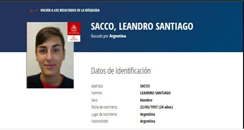 Leo sacco buscado por Interpol