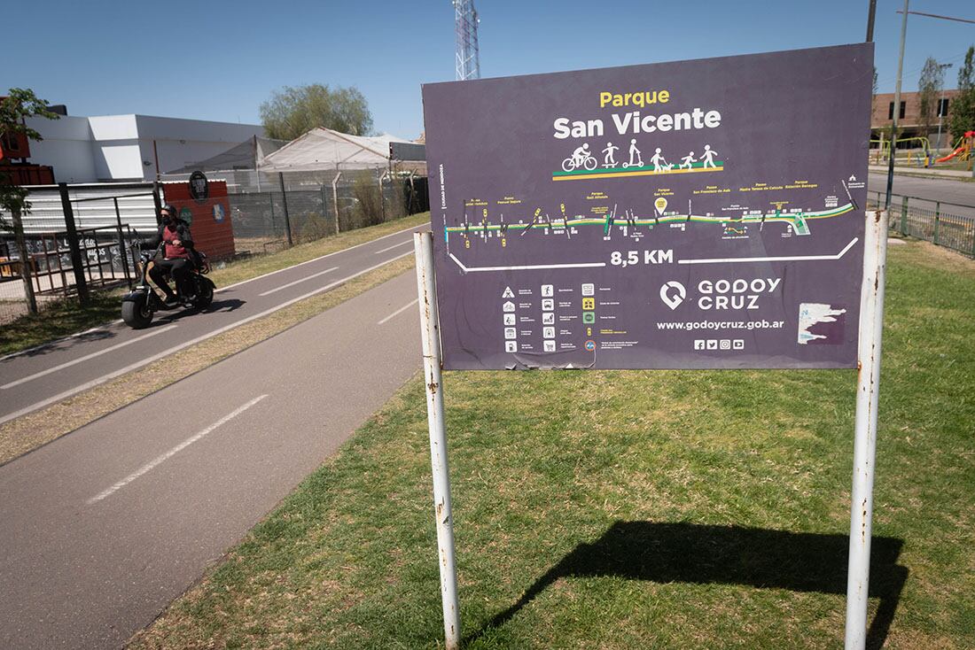 Lugares para recorrer en bicicleta.
Ciclovía de Godoy Cruz, Parque San Vicente.
Foto Ignacio Blanco / Los Andes