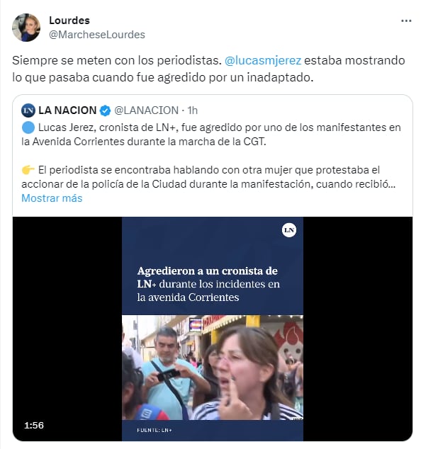 Periodista de Mendoza y de medios nacionales se solidarizaron con Lucas Jerez - X