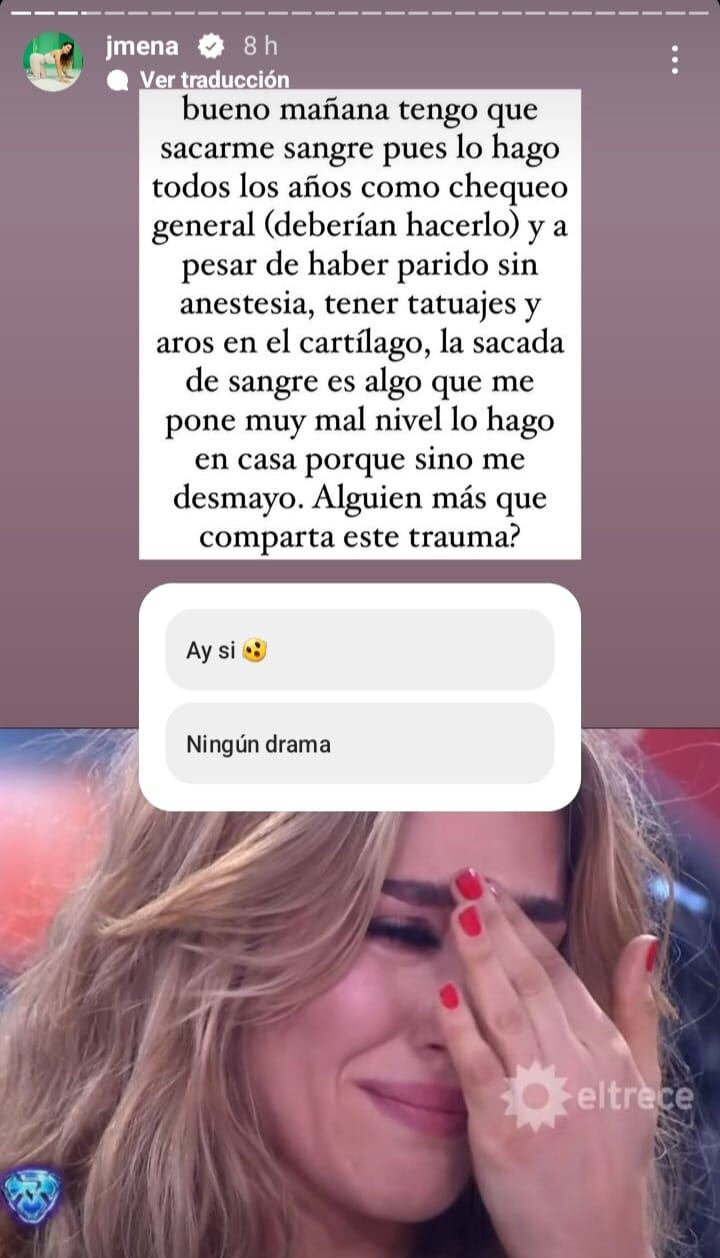 Jimena Barón reveló su fobia a la extracción de sangre