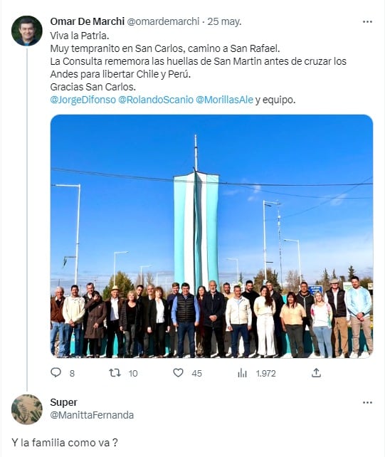 Omar De Marchi y una publicación que despertó comentarios.