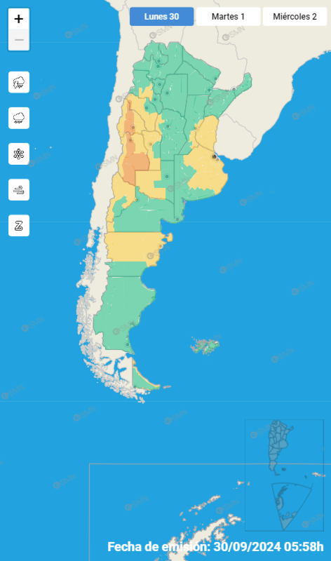 Emitieron alerta naranja para Mendoza.