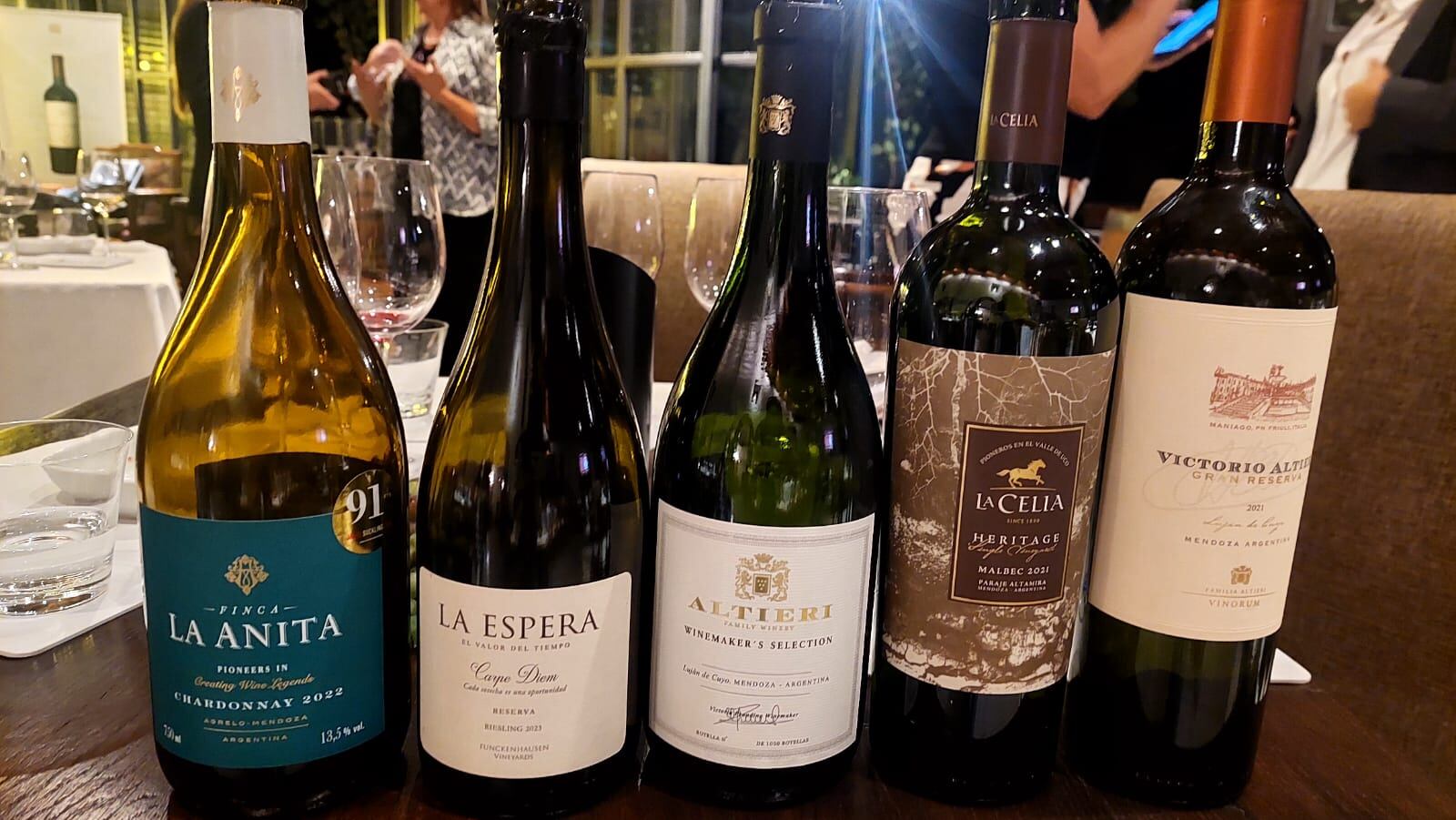 Algunos de los vinos degustados en una noche especial para las mujeres.