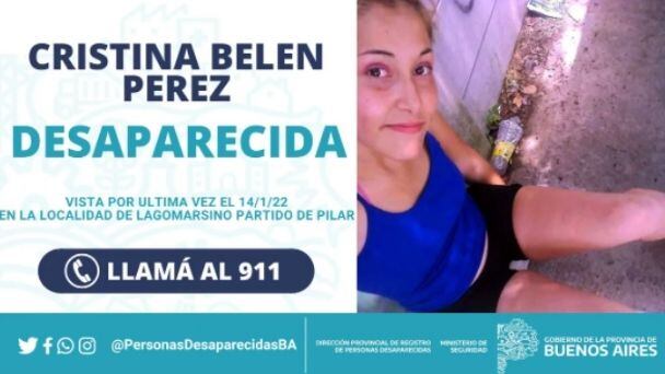 Aumentan la recompensa para encontrar a Cristina Belén Pérez.