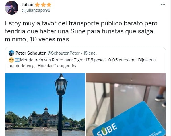 La opinión de uno de los usuarios que se viralizó.