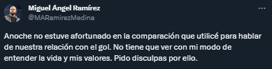 El pedido de disculpas de Miguel Ángel Ramírez