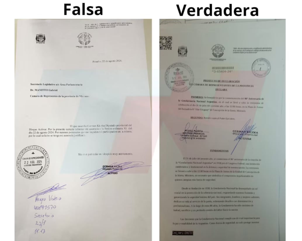 Descubrieron que la firma del diputado es falsa. Foto: TN