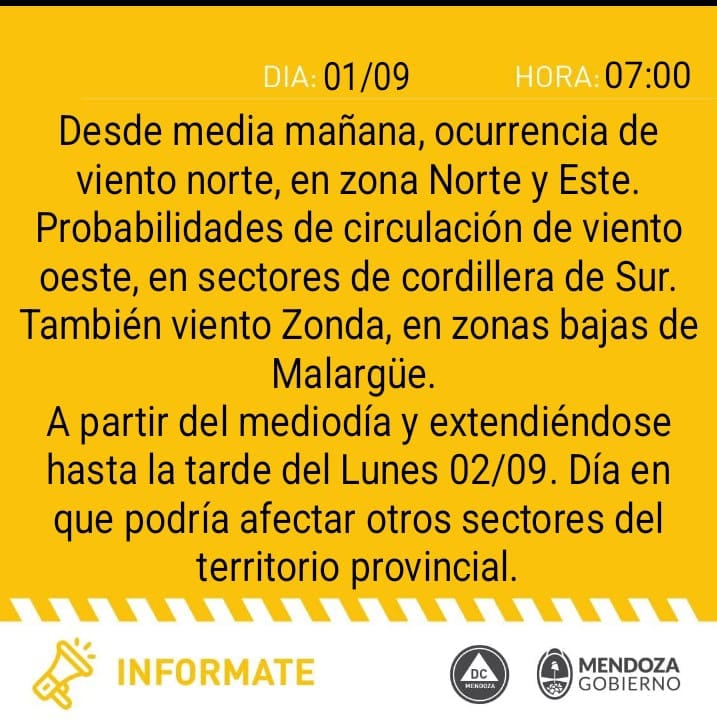 Alerta por Zonda de DF