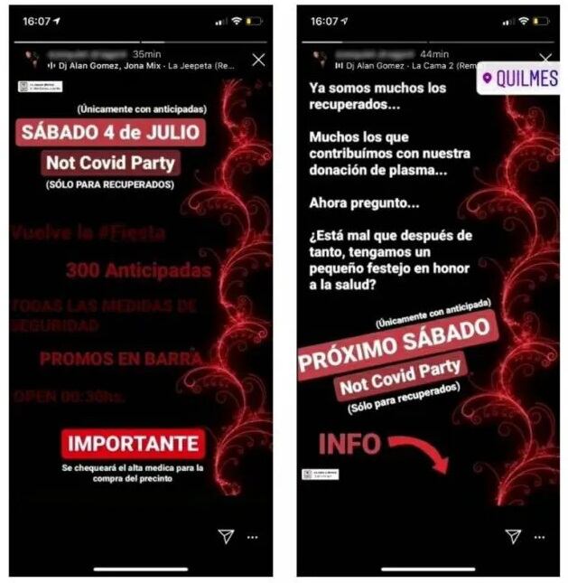 "Not Covid Party": la iniciativa se empezó a promocionar en las redes sociales.